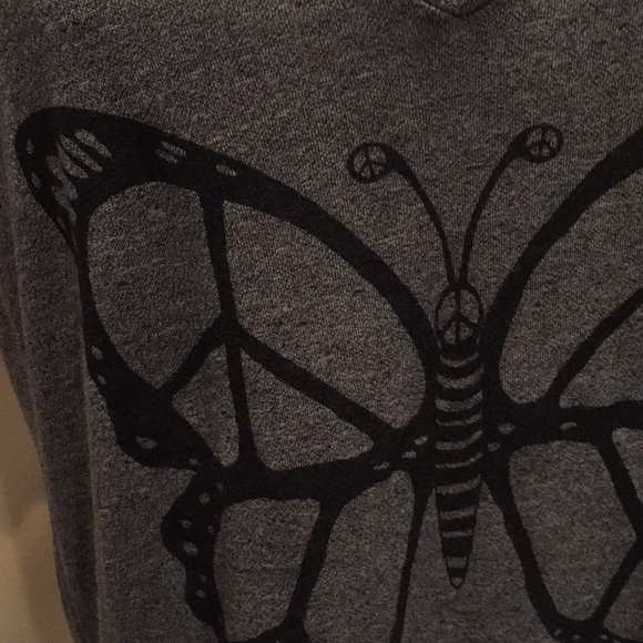 Lauren Moshi Butterfly Tee Shirt Gray - Picture 2 of 6